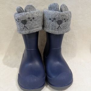 Stride Rite Navy and Gray Kids Bear Waterproof Boots